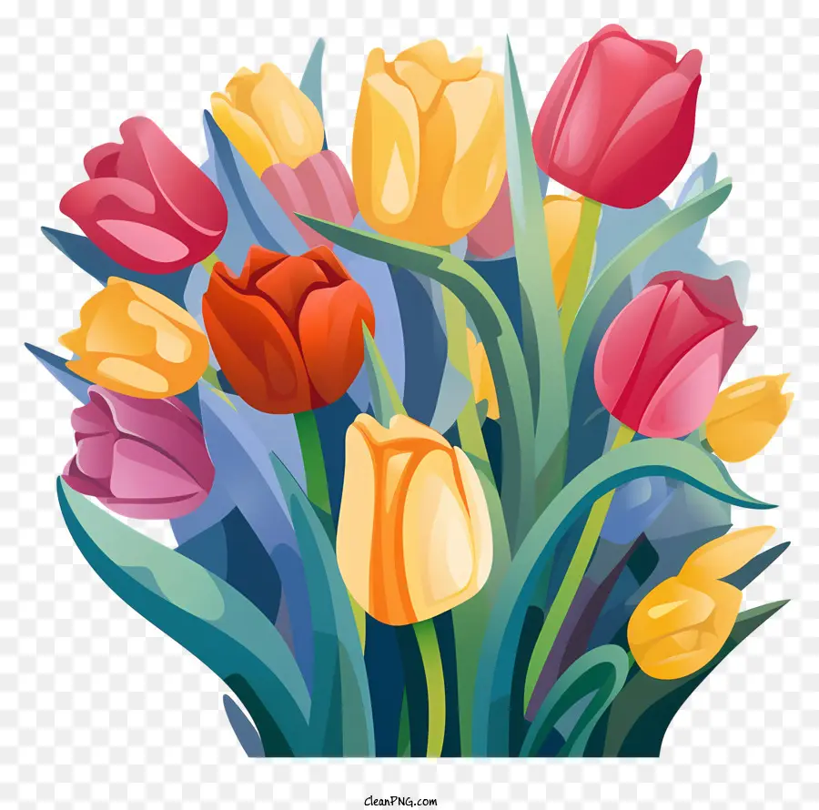 Tulipes Colorées，Bouquet De Tulipes PNG