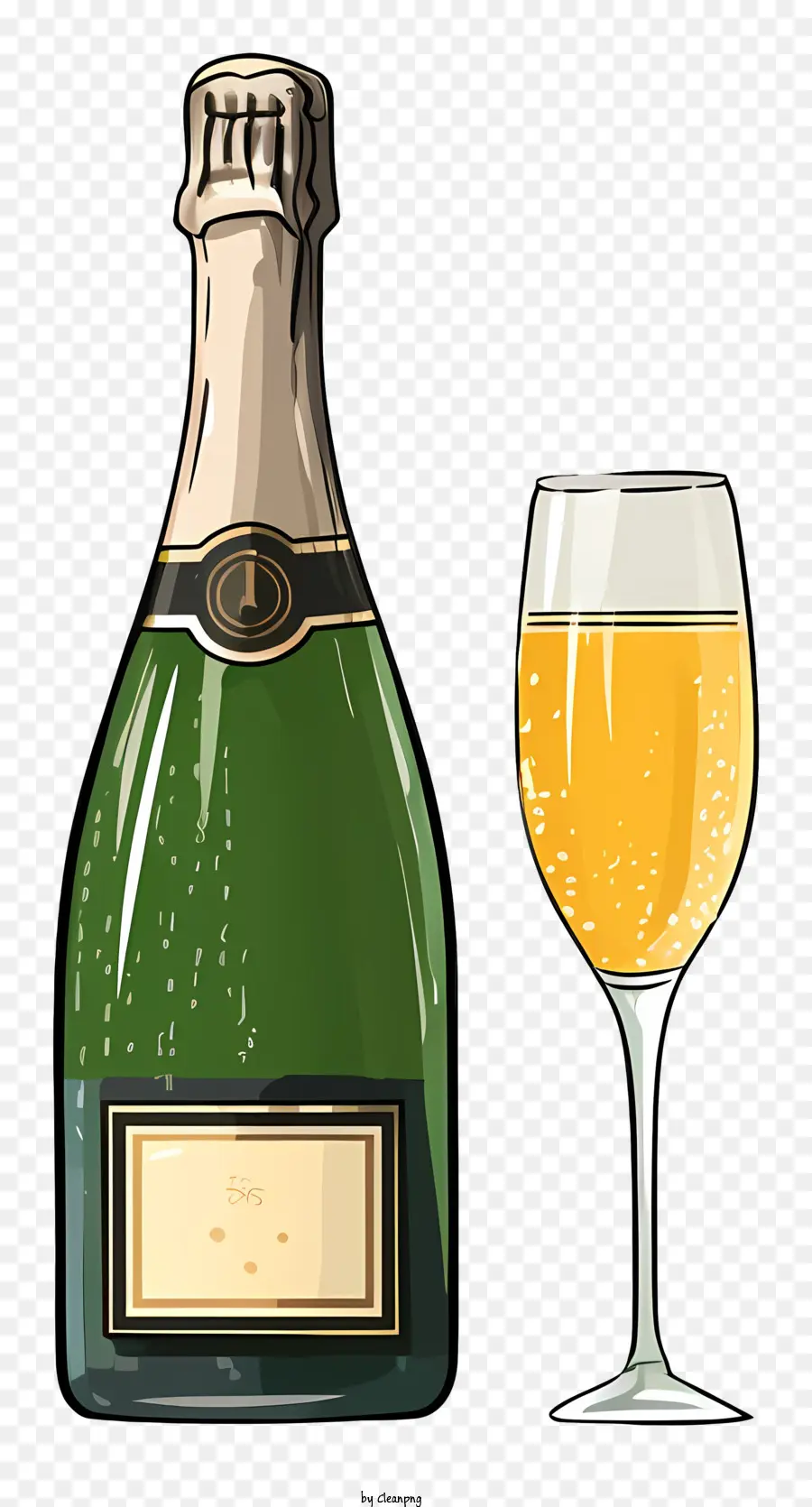 Champagne，Bouteille Et Verre De Champagne PNG