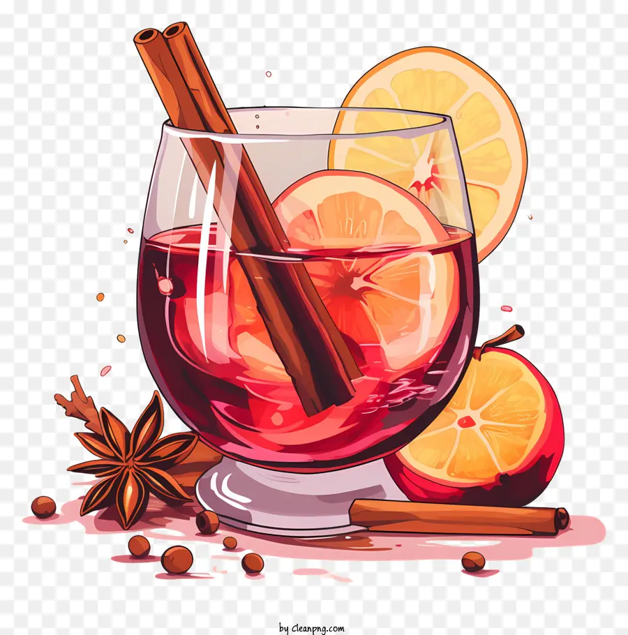 Du Jus D'orange，Verre De Vin Chaud PNG