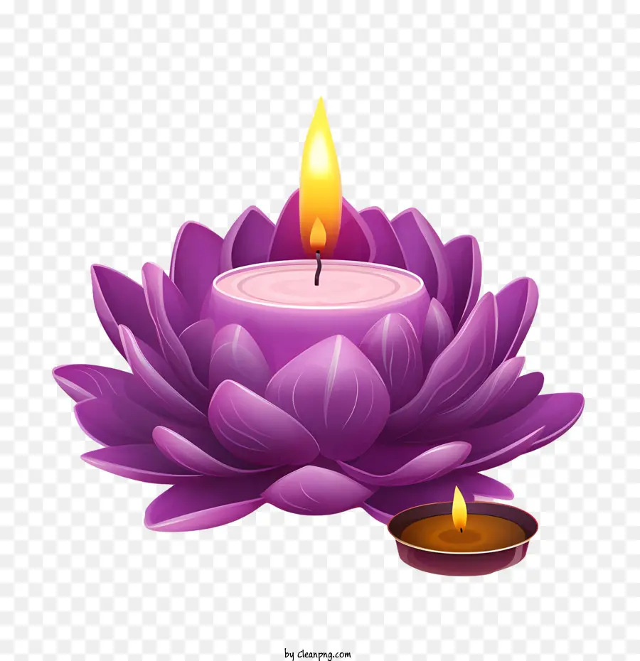 Fleur De Lotus Aux Bougies，Fleur De Lotus Violet PNG