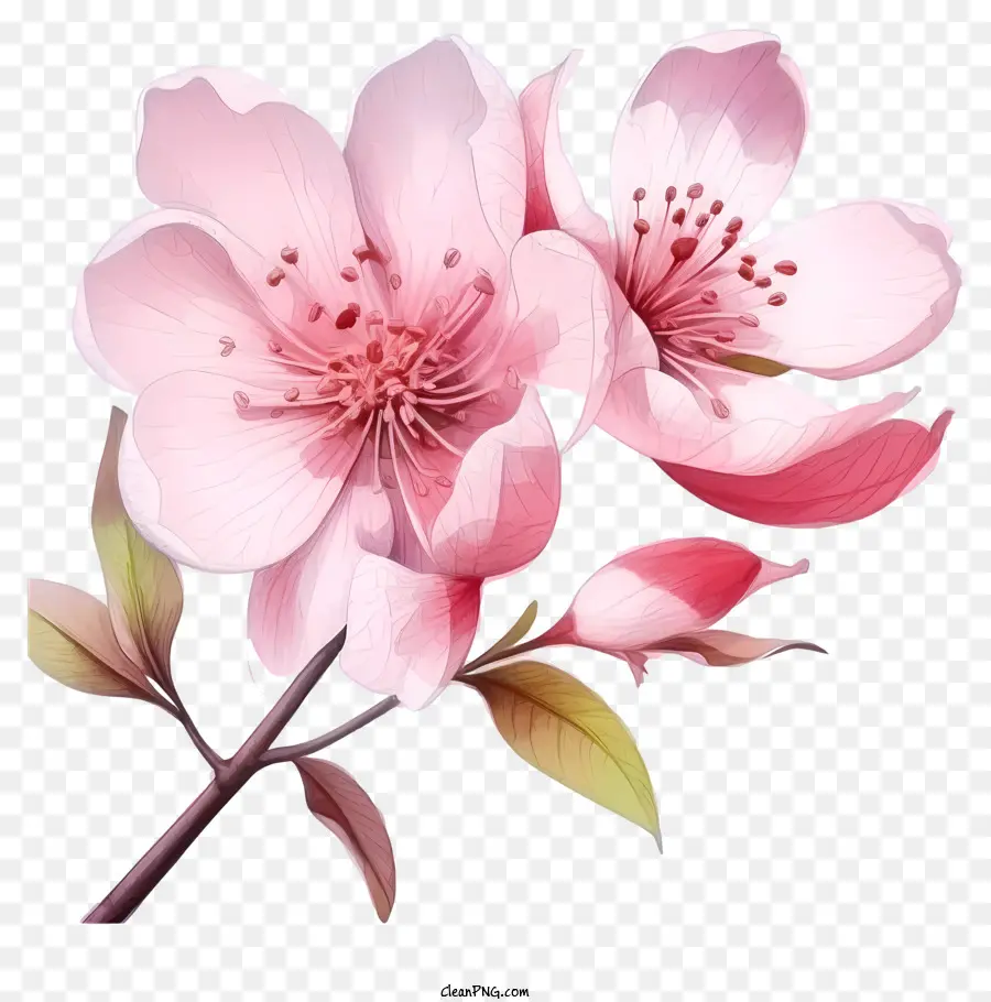 Fleur Rose，Fleur Avec Centre Blanc PNG