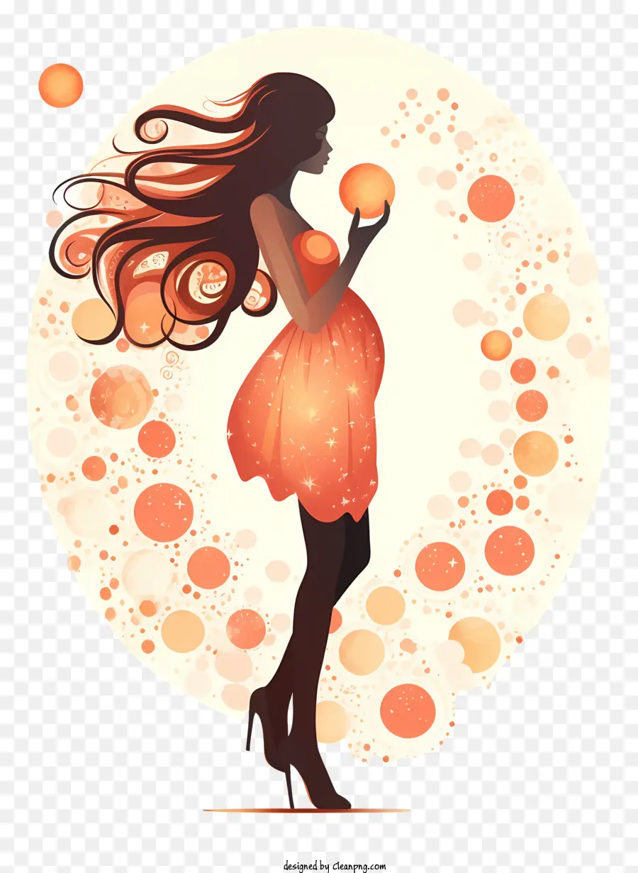 Femme Silhouette，Orange PNG