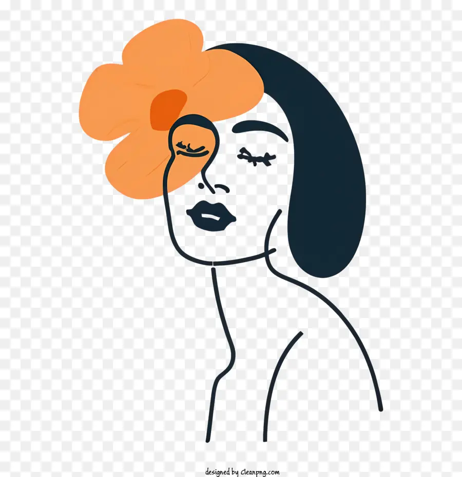 Femme Visage，Fleur PNG