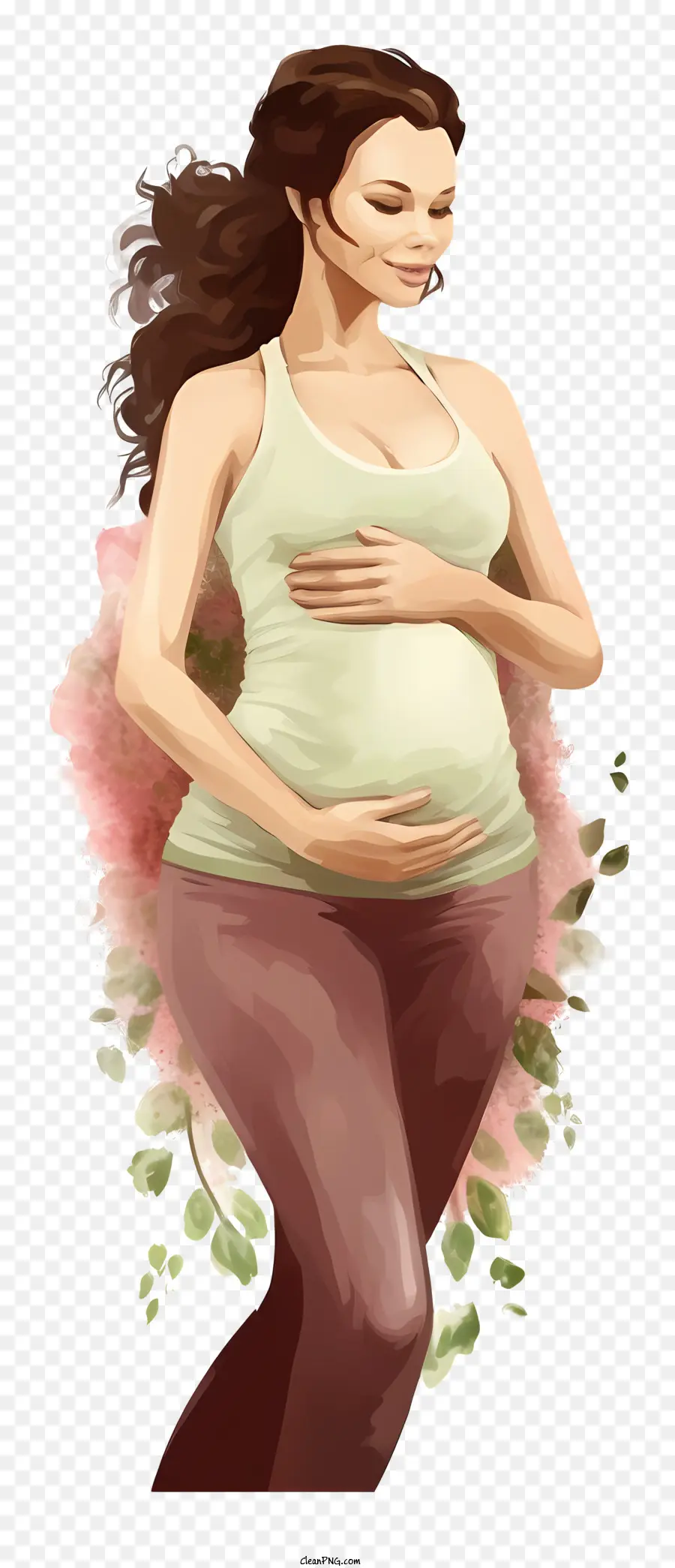 Femme Enceinte，Un Champ De Fleurs PNG