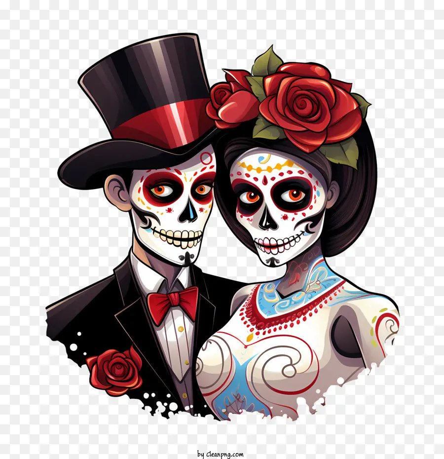 Dia De Los Muertos，Couple De Squelettes PNG