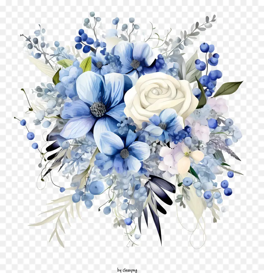 Les Fleurs De Mariage，Bleu PNG