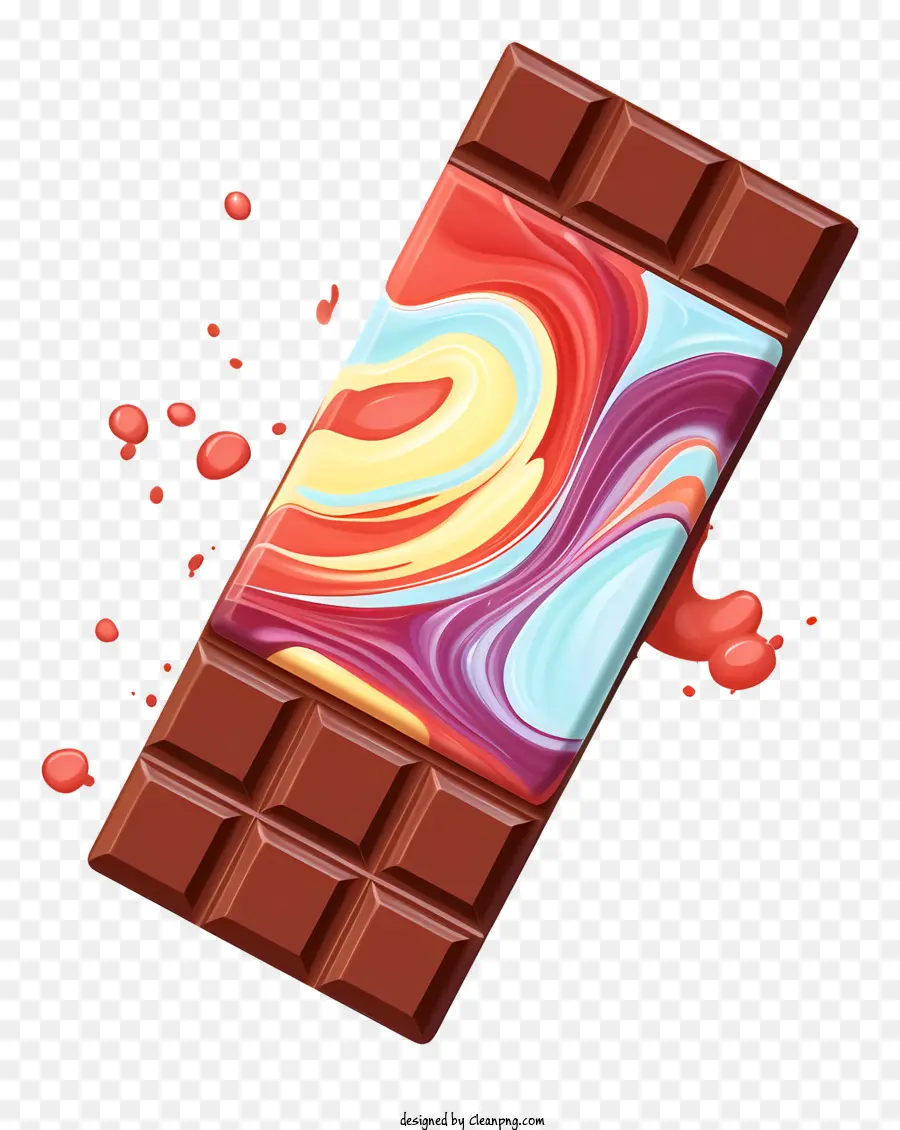 Chocolat Avec De La Peinture，Barre De Chocolat Colorée PNG