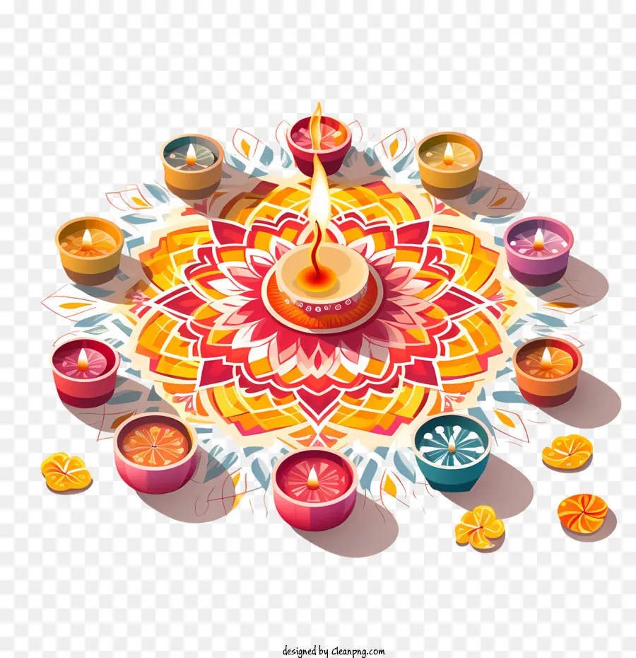 Diwali Rangoli Et Diyas，Diya PNG