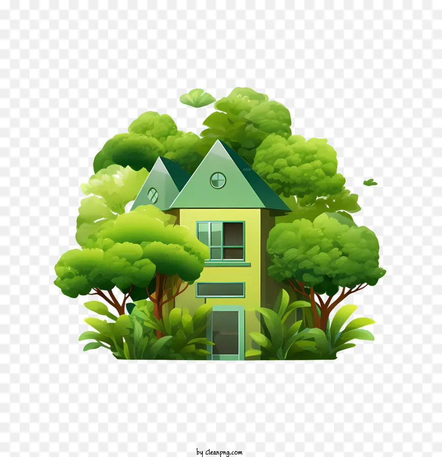 Maison écologique，Vert PNG