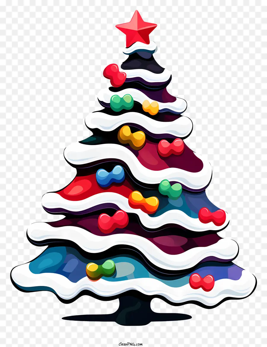 Dessin Animé De L'arbre De Noël，Décorations Colorées PNG