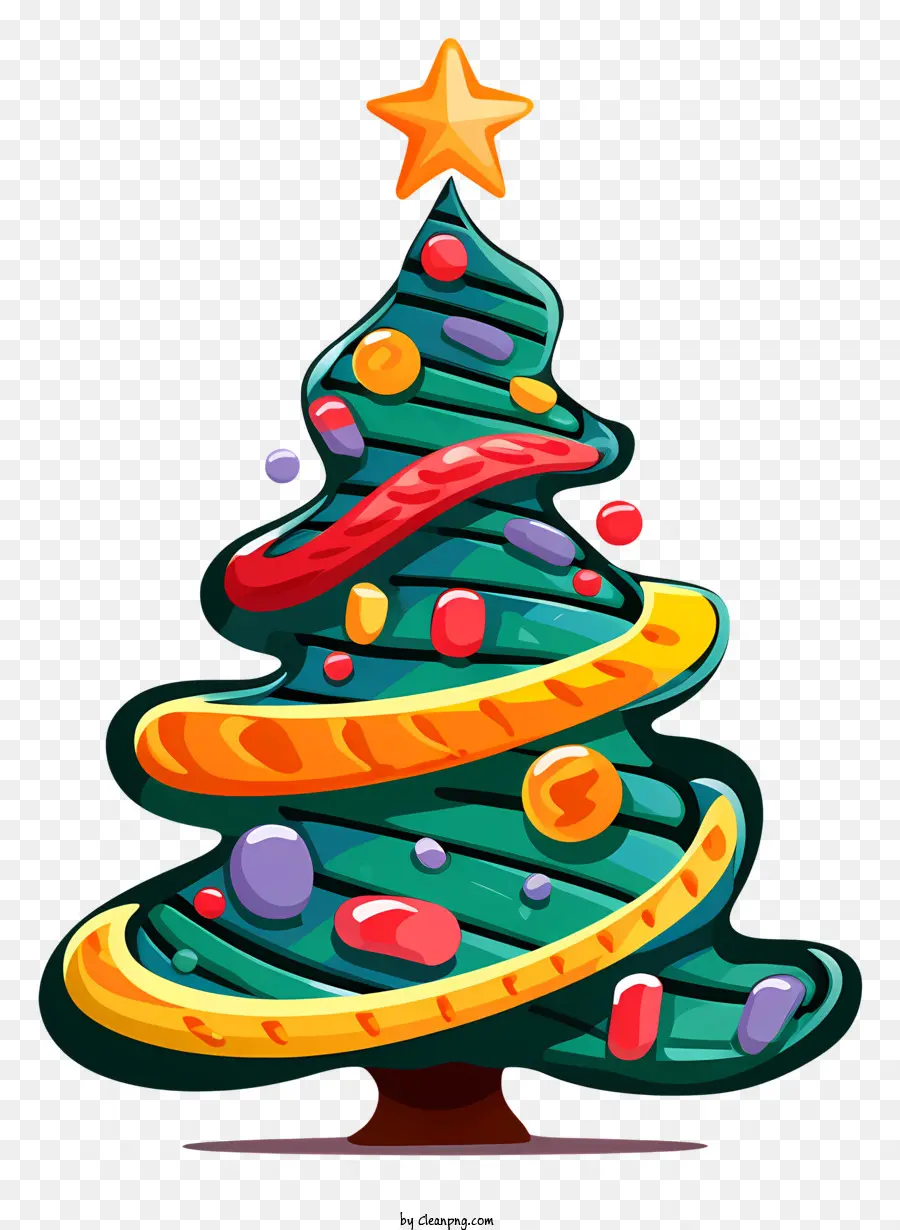 Arbre De Noël De Dessin Animé，Arbre De Noël Décoré PNG