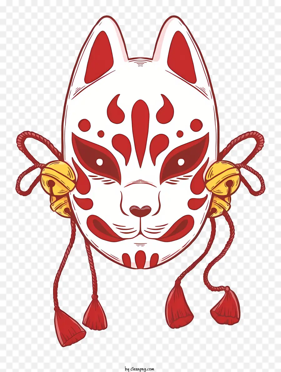 Chat Mignon，Masque Blanc Et Rouge PNG