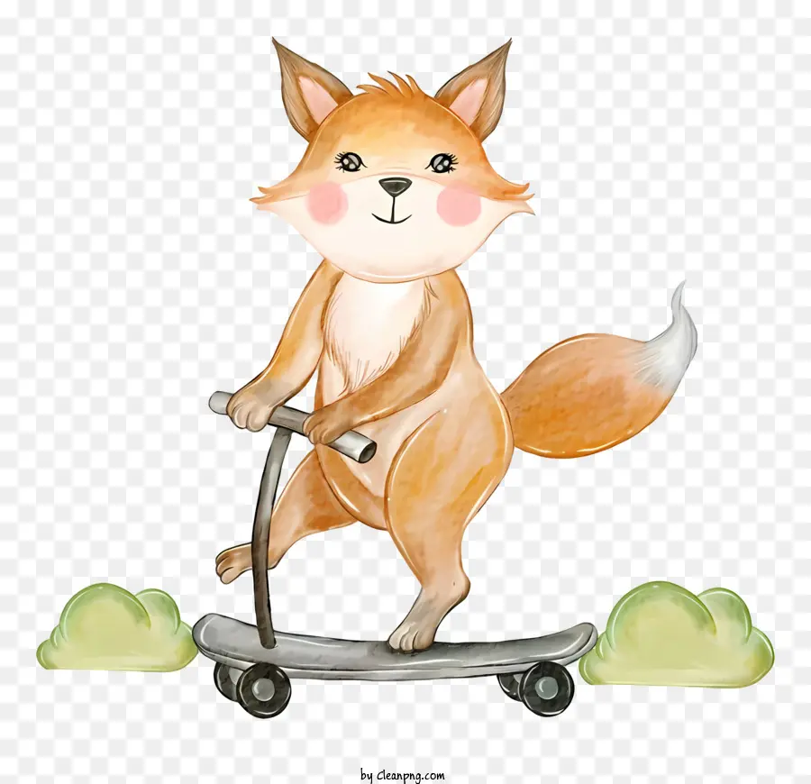 Renard Mignon，Renard Sur Skateboard PNG