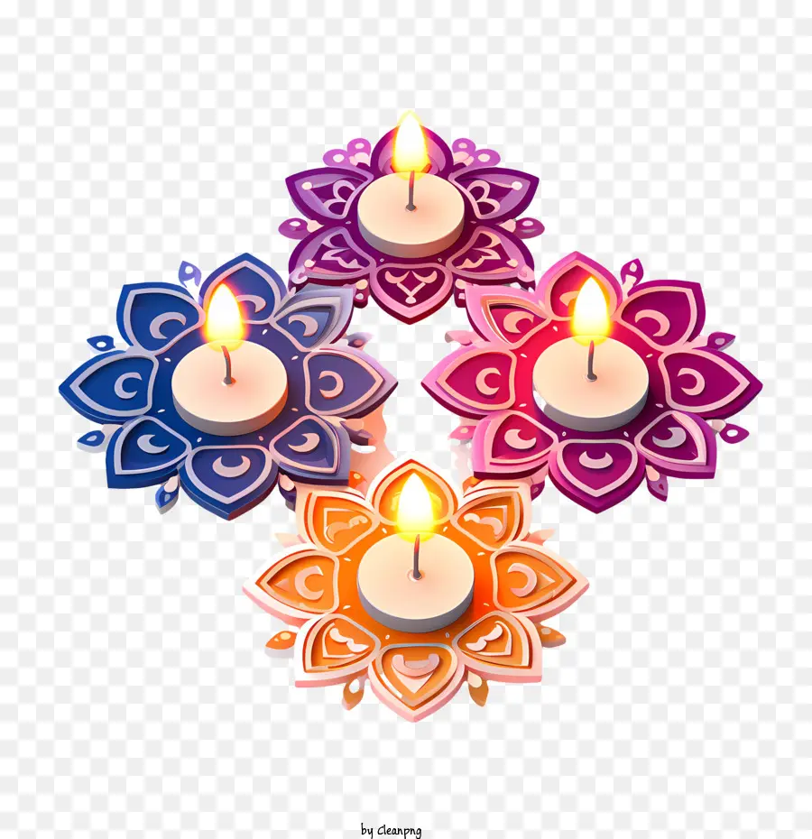 Diwali Rangoli Et Diyas，Bougies Décoratives PNG