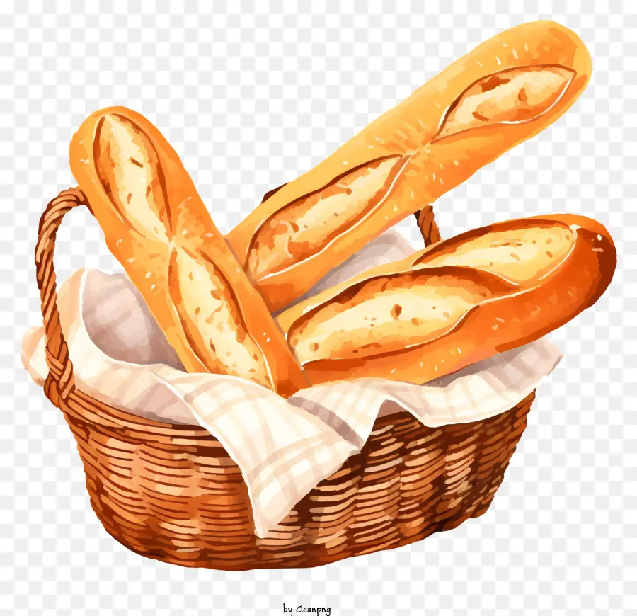 Baguettes，Corbeille à Pain PNG