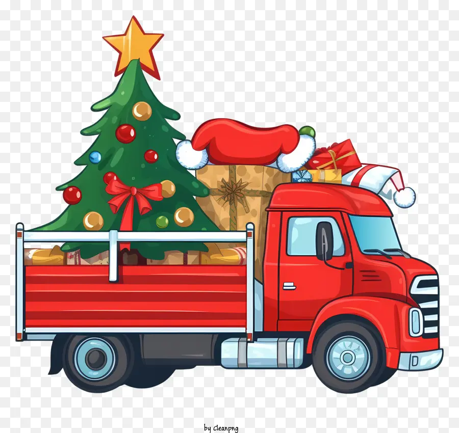 Camion Rouge，Arbre De Noël PNG