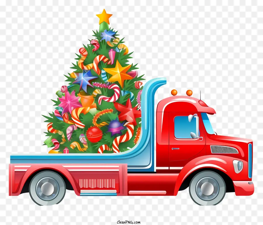 Camion Rouge，Arbre De Noël PNG