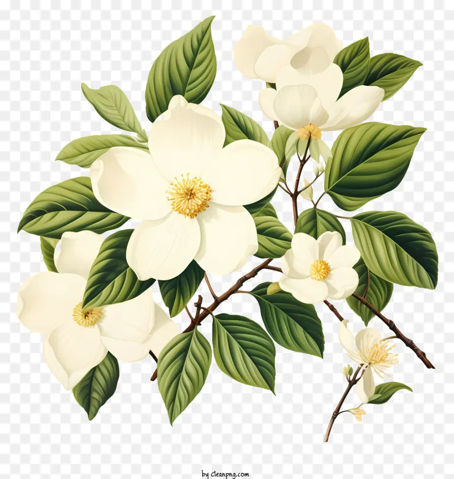 Fleur Blanche，Branche Avec Des Fleurs PNG