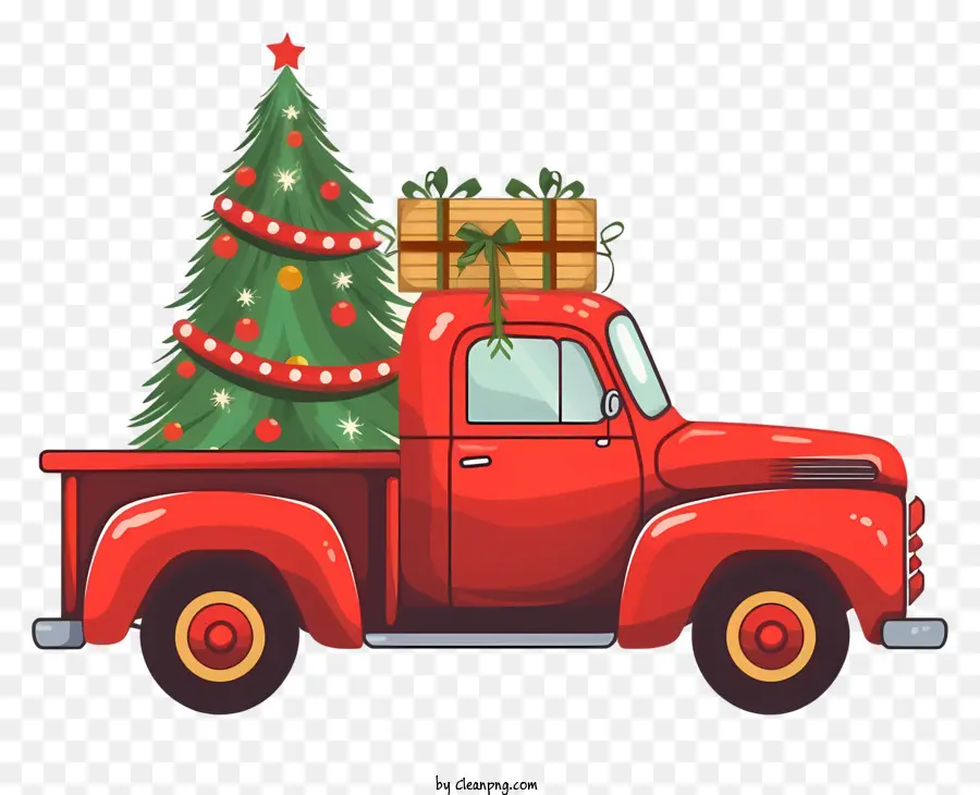 Camionnette Rouge，Camion De Noël PNG