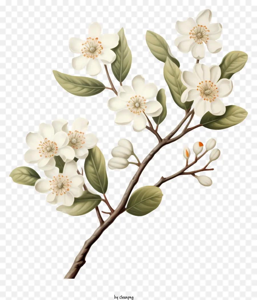 Arbre à Fleurs Blanches，Branche Avec Des Fleurs Blanches PNG