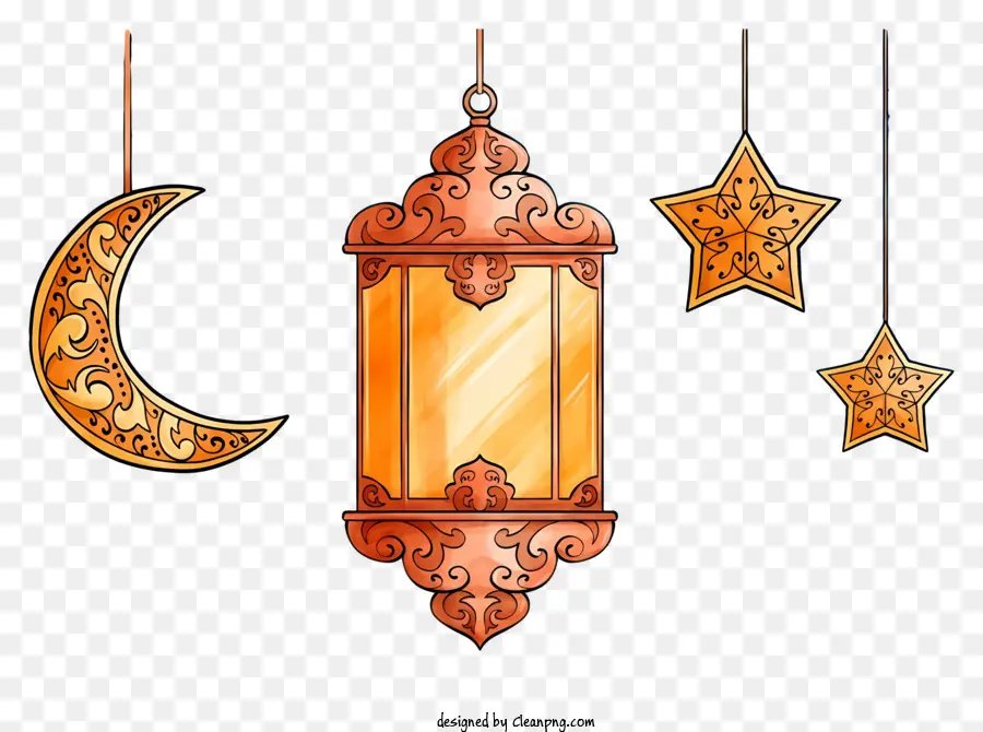 Lanternes Ornées，Lanterne Du Croissant De Lune PNG