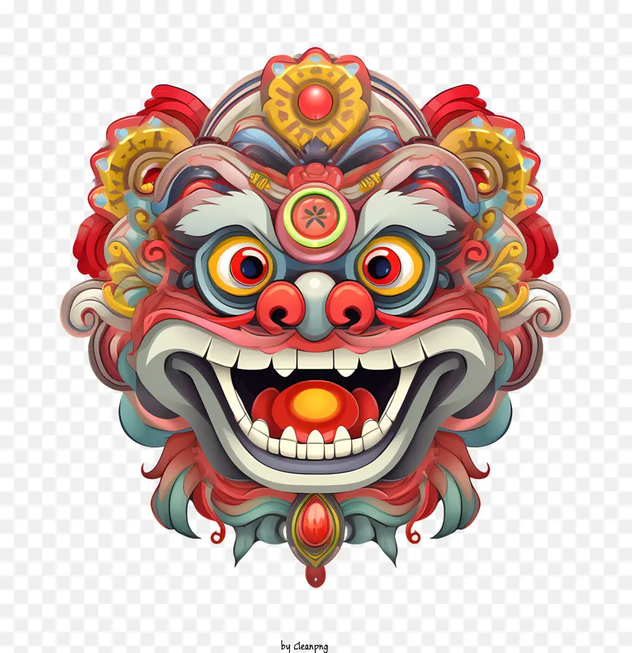 Tête De Danse De Lion Chinois，Masque PNG