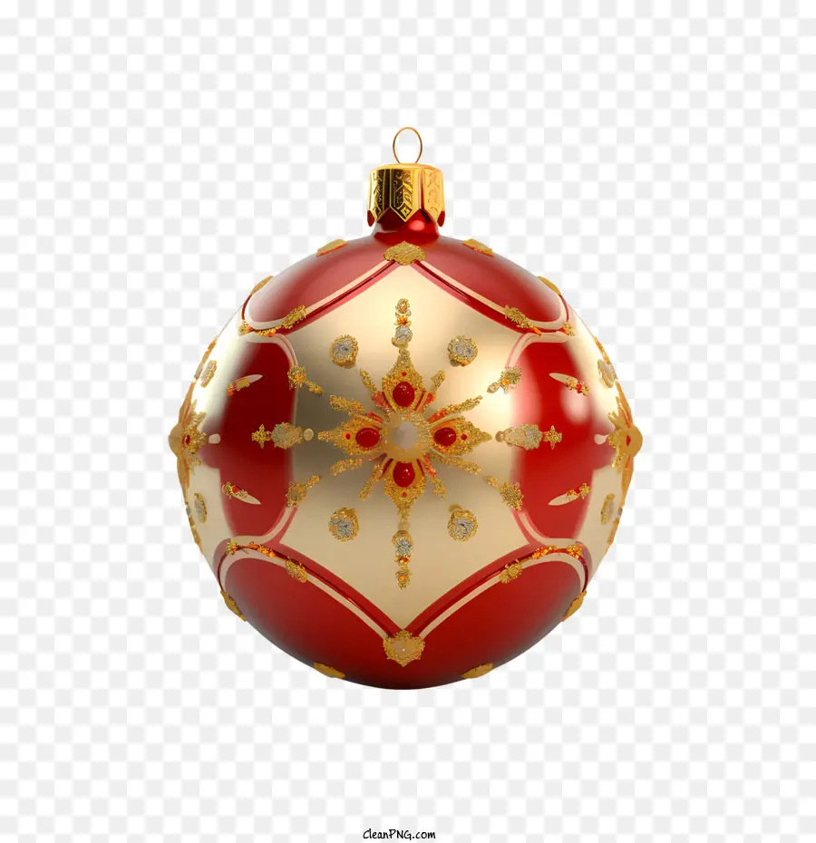 Boule De Noël，Ornement Rouge Et Or PNG