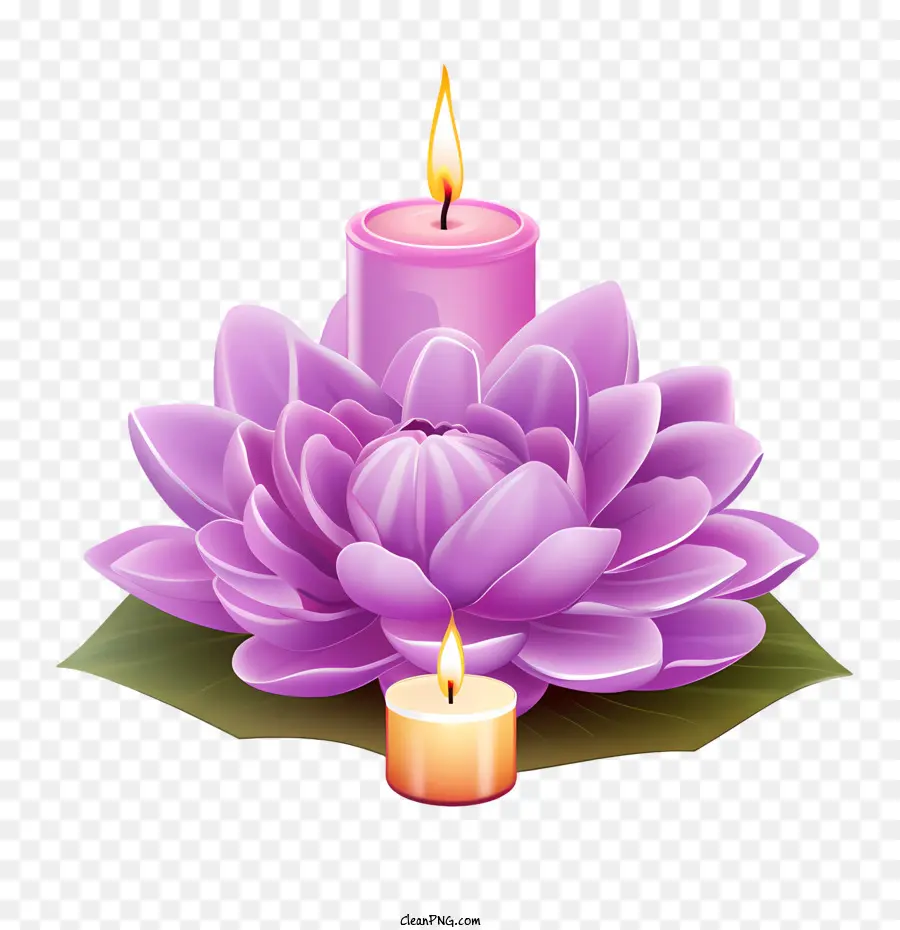 Bougie Fleur De Lotus，Bougie Violette PNG