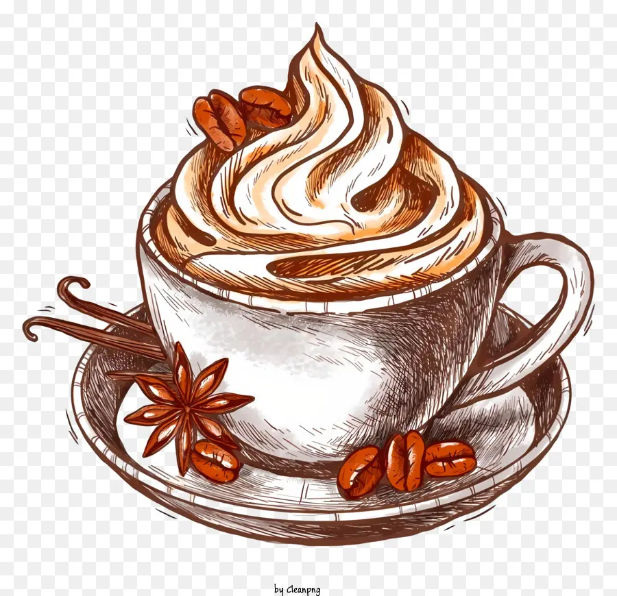 Chocolat Chaud，De La Crème Fouettée PNG