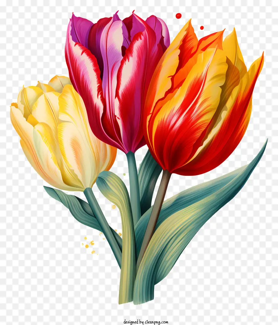 Les Tulipes，Fleurs Colorées PNG