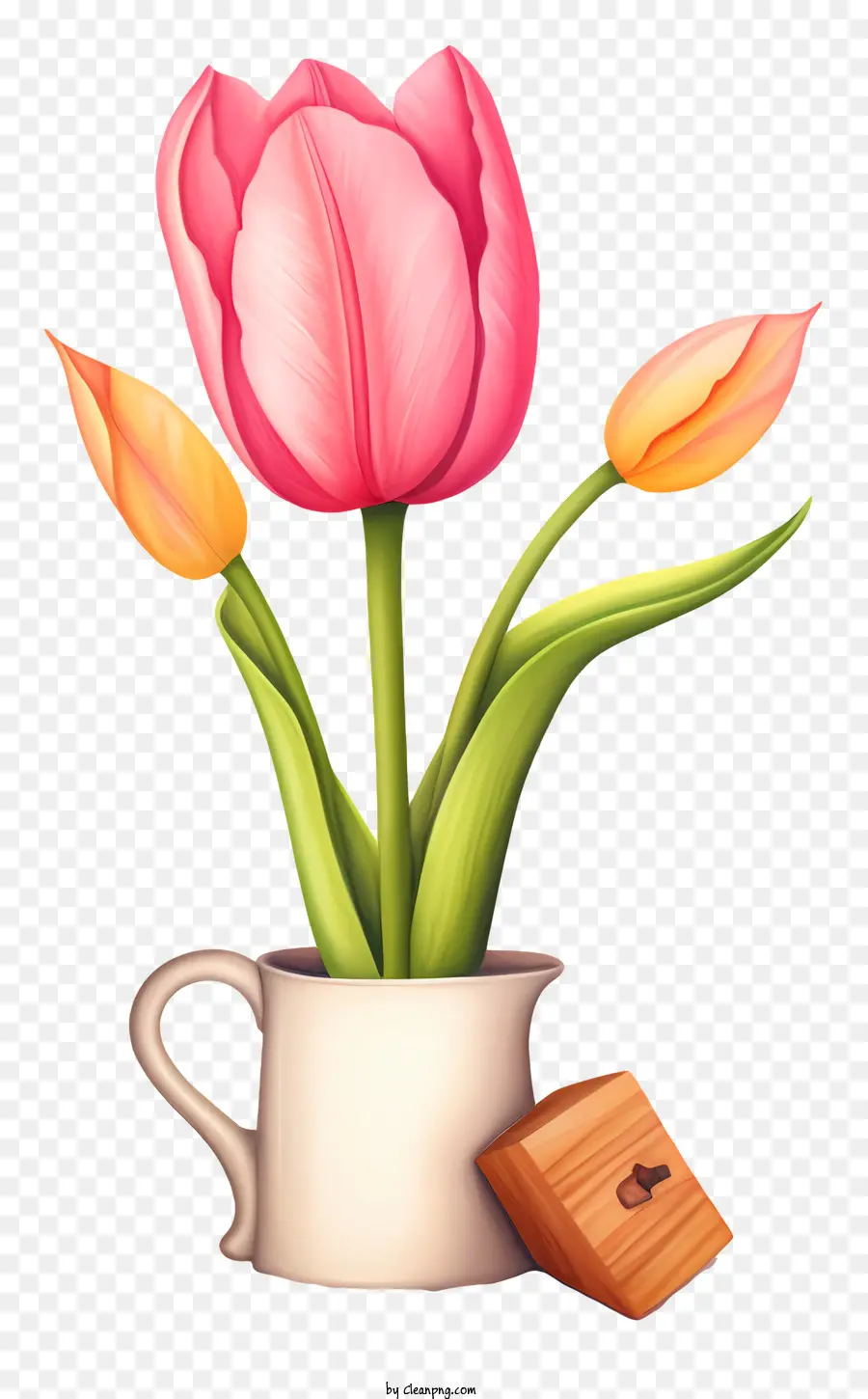 Tulipes Roses，Vase PNG