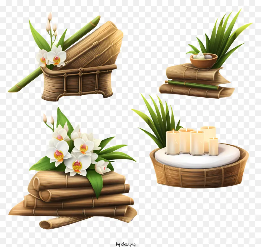 Paniers En Bambou，Articles De Spa PNG