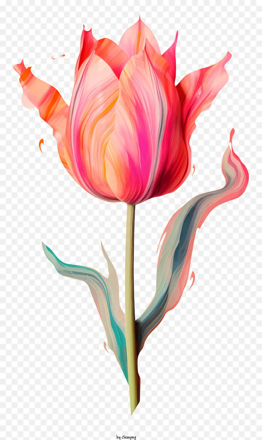 Peinture De Tulipe Rose，Art De Tulipe Fluide PNG