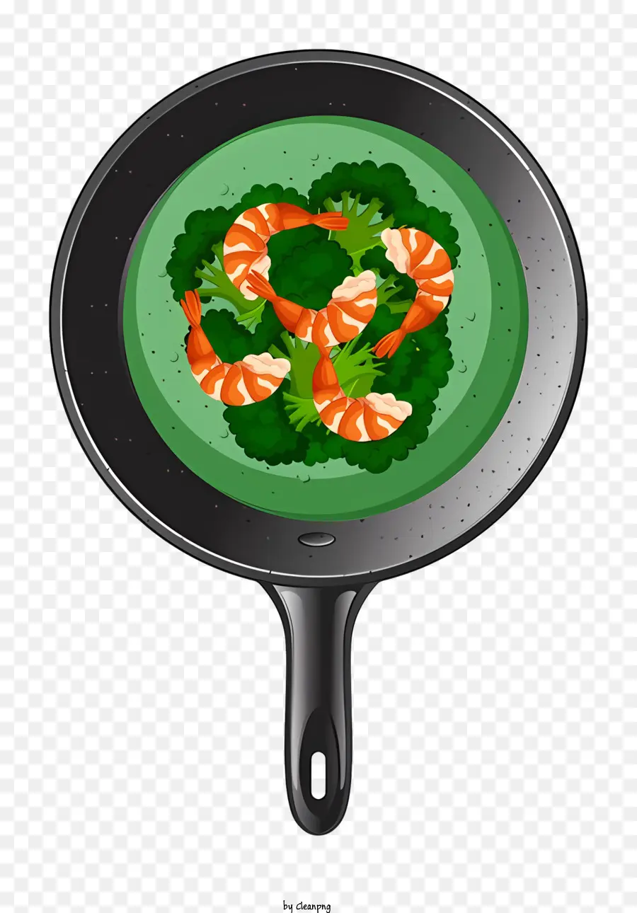 Poêle à Frire，Crevettes Et Brocoli PNG