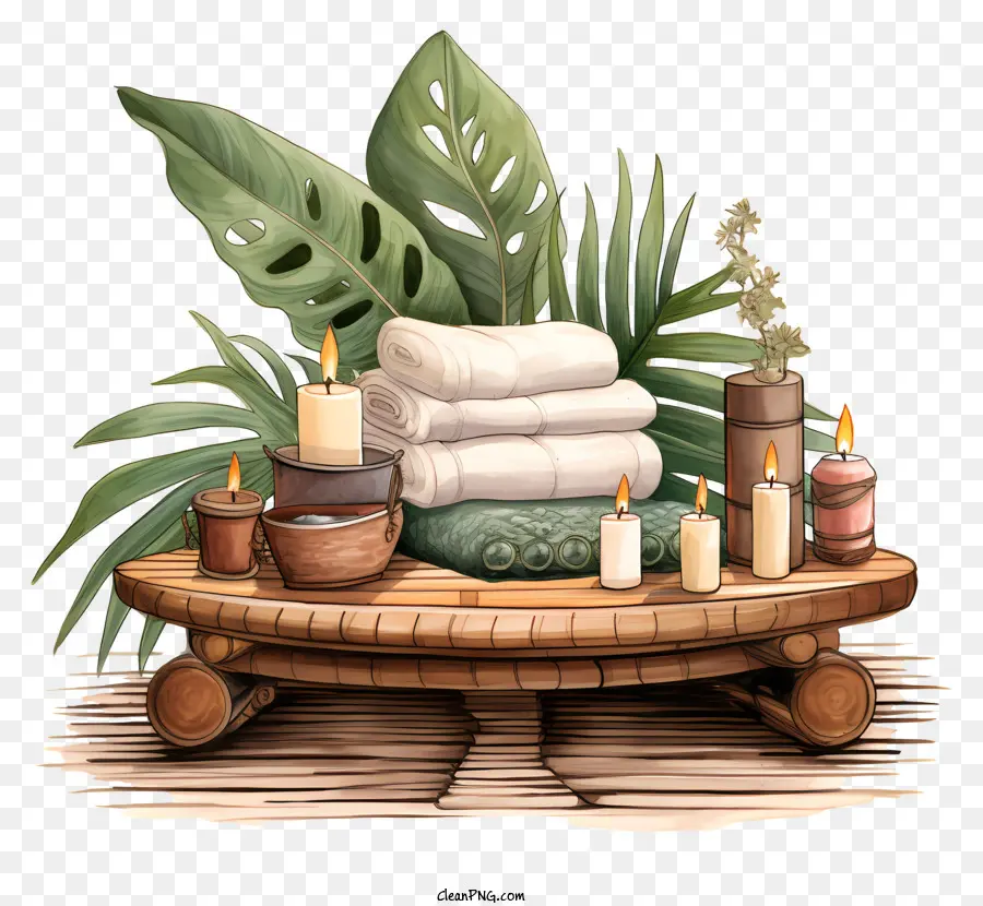 Table En Bois，Les Serviettes De Toilette PNG