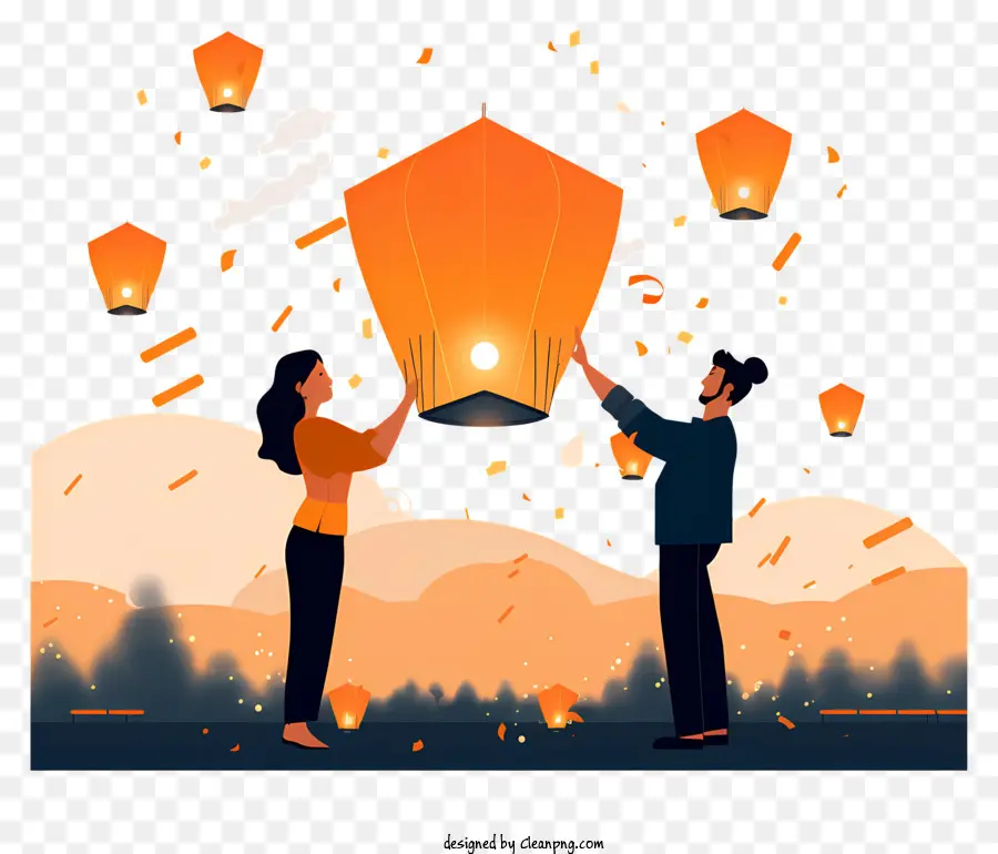 Fête De La Lumière Et Du Feu，Lanterne Orange PNG