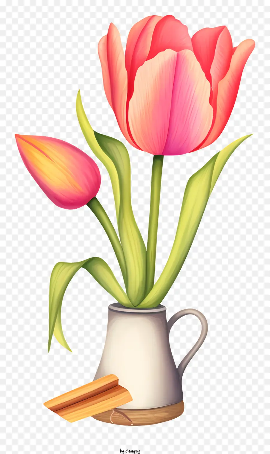 Tulipes Roses，Vase PNG