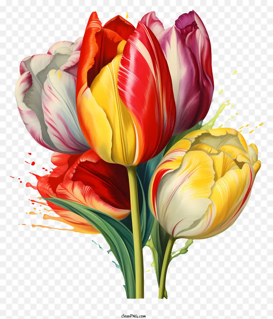 Bouquet，Tulipes Multicolores PNG