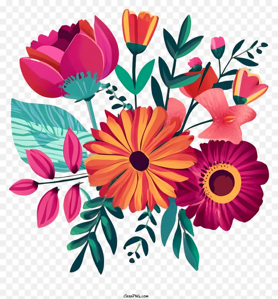 Fleurs Colorées，Fleurs Roses PNG