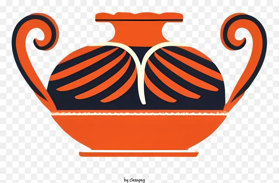 Vase Orange，Motifs Floraux PNG
