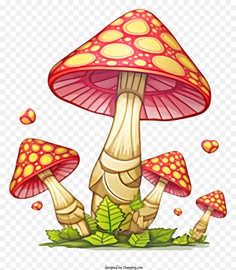 Illustration De Dessin Animé，Champignons Avec Fée PNG