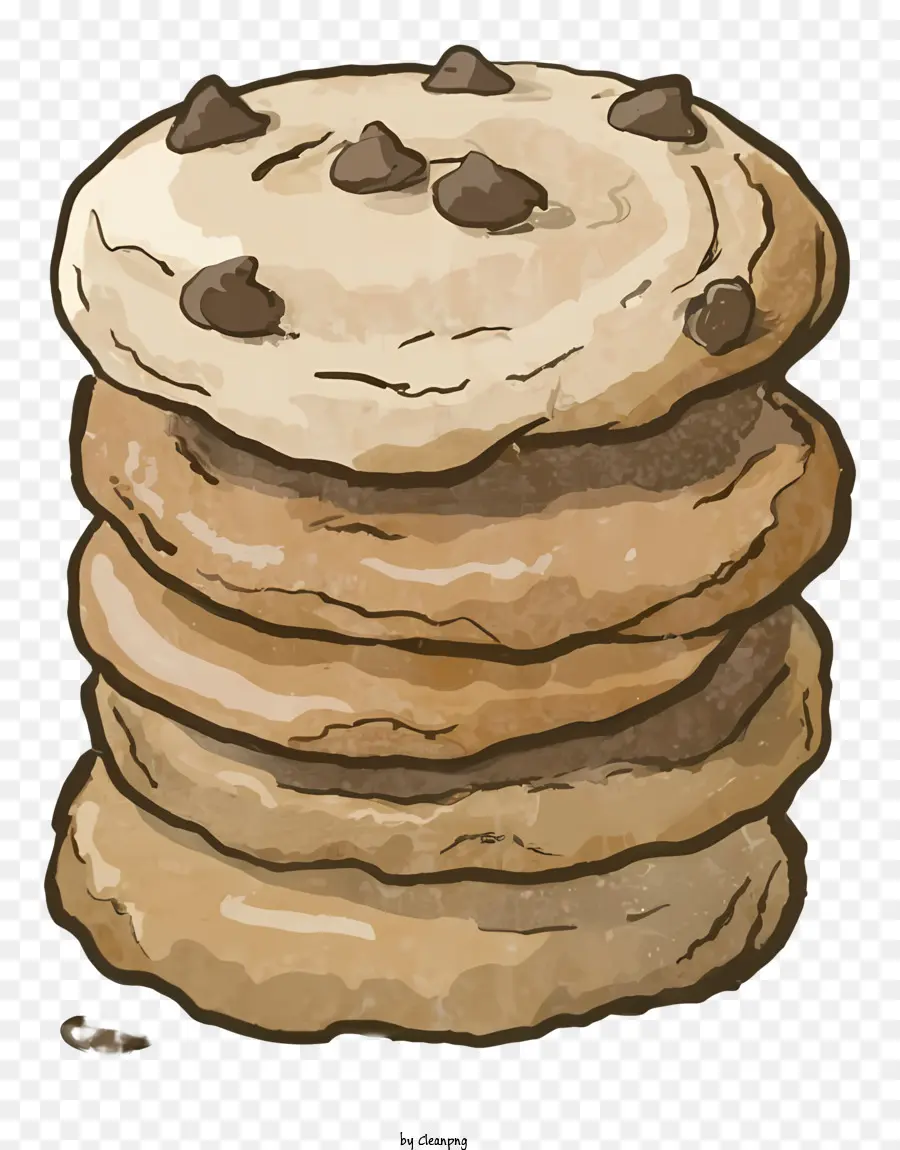 Illustration De Dessin Animé，Cookies Aux Pépites De Chocolat PNG