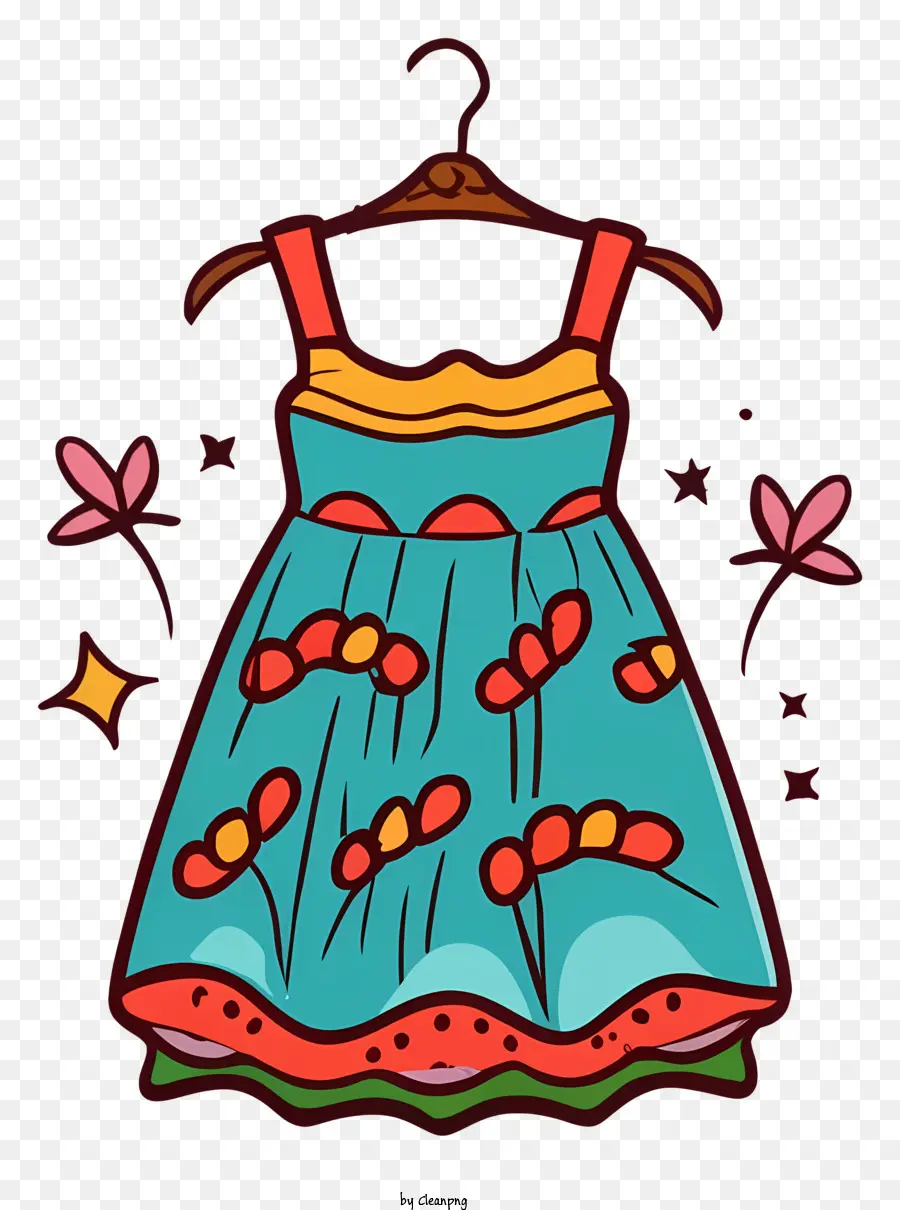 Robe Bleue，Robe à Fleurs PNG