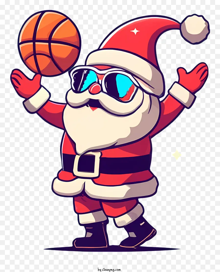 Le Père Noël，Père Noël Avec Basket Ball PNG