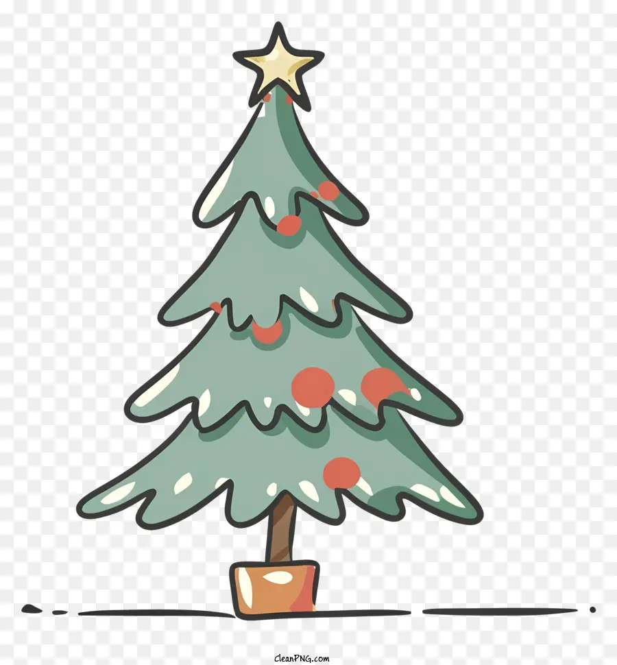 Dessin Simple Arbre De Noël，Image D'arbre De Noël En Pot PNG