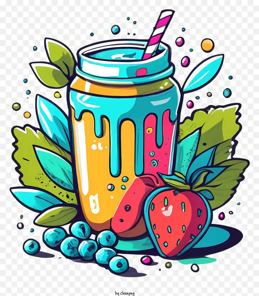 Pot Mason，Smoothie Coloré PNG