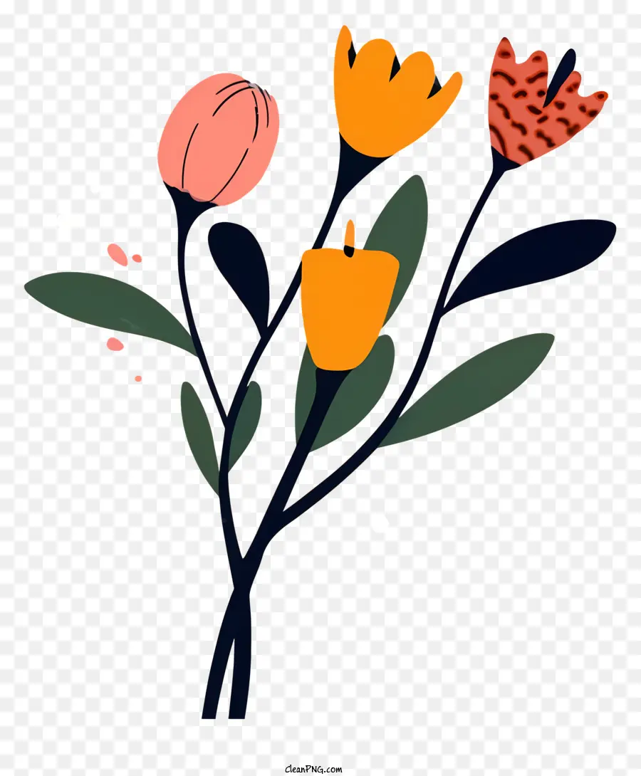 Tulipes，Branche De Fleurs PNG