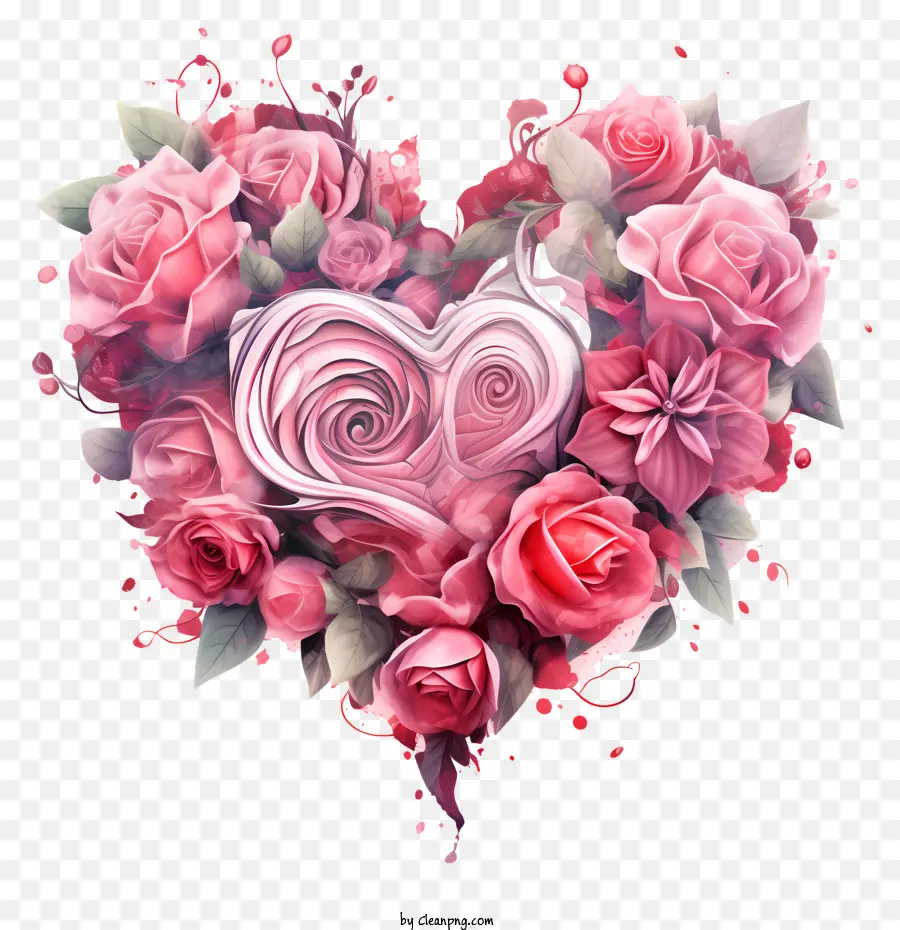 Heart Fait De Roses，Amour écrit En Roses PNG