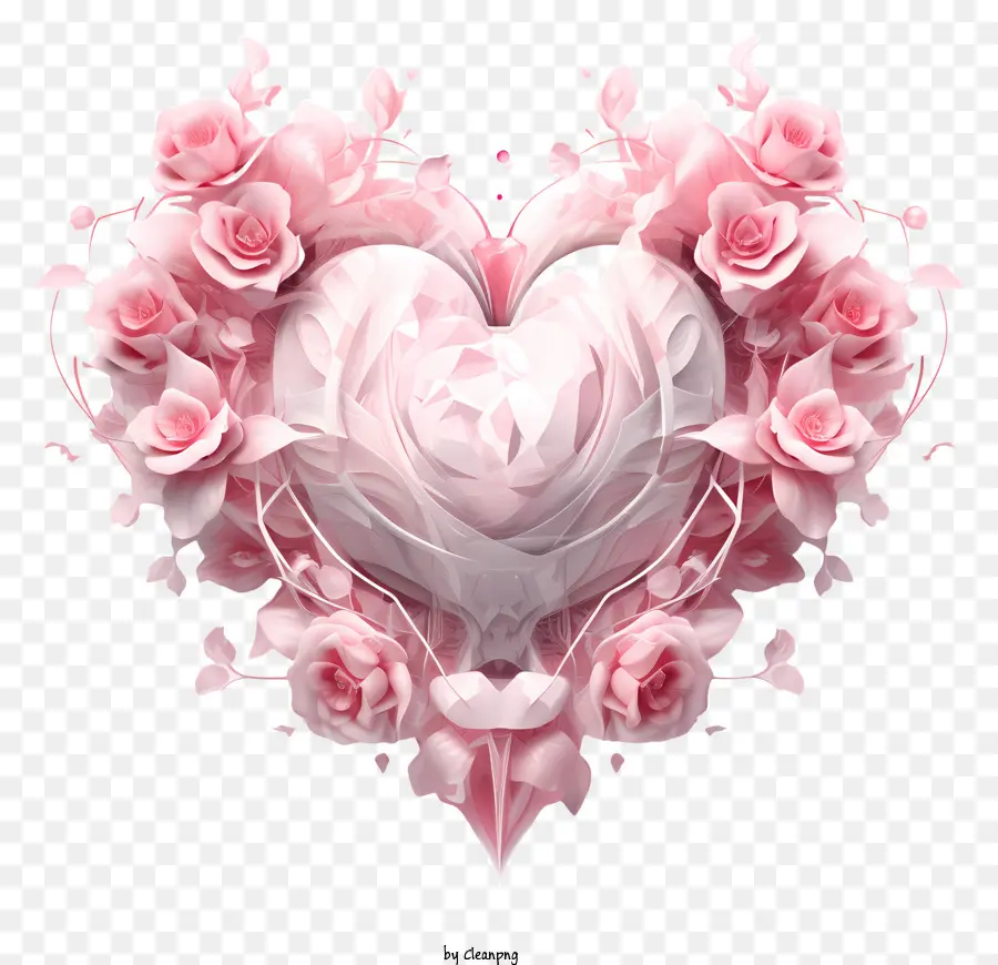 Coeur Rose，Décorations Florales PNG