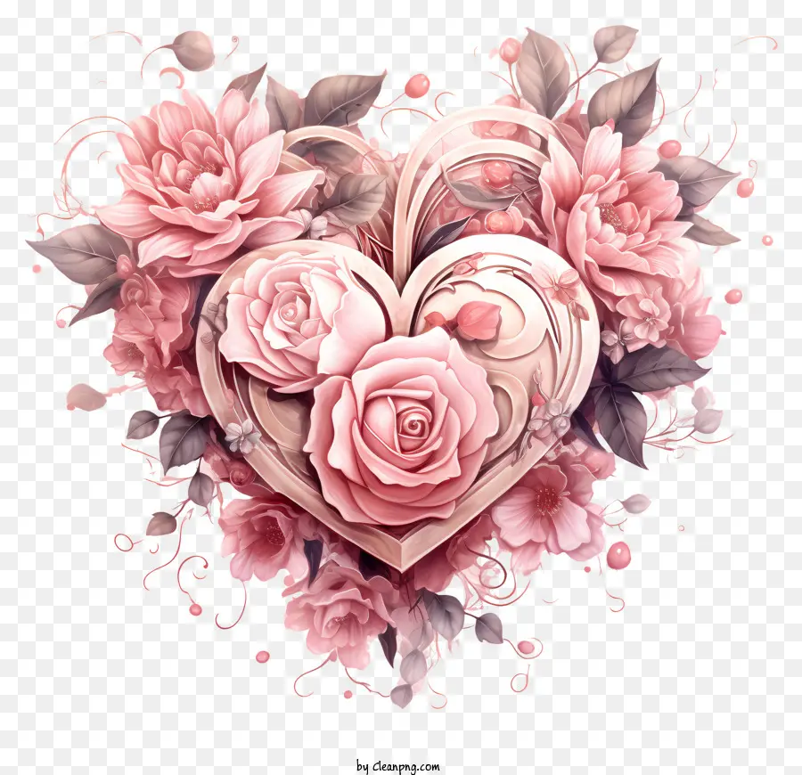 Heartshaped Couronne，Les Roses Roses PNG